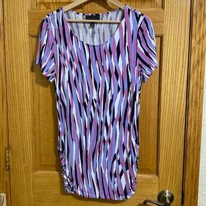 Dana Buchman, Multi Color short sleeve top, wear it with black cardigan, size L